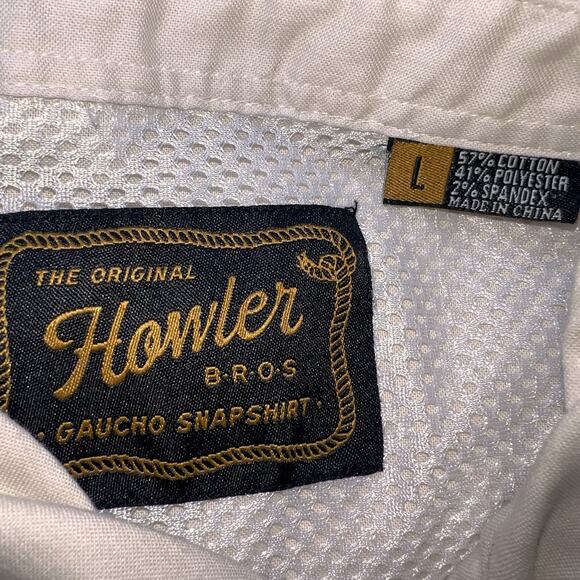 Howler Bros El Alacran Shirt Men’s Size L Beige Scorpion Gaucho Pearl Snapshirt - Picture 10 of 15